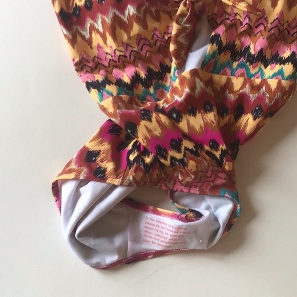 Boden Multicolored Ikat Cutout Cap Sleeve Tie Front Swim Size 10 NWT - Picture 4 of 13